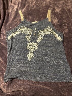 Maurices Blue Heathered Printed Tank Top